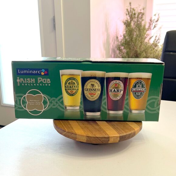 Luminarc Premium Brand New Set of 4 Labelled Irish Pub Glasses! - Picture 2 of 14